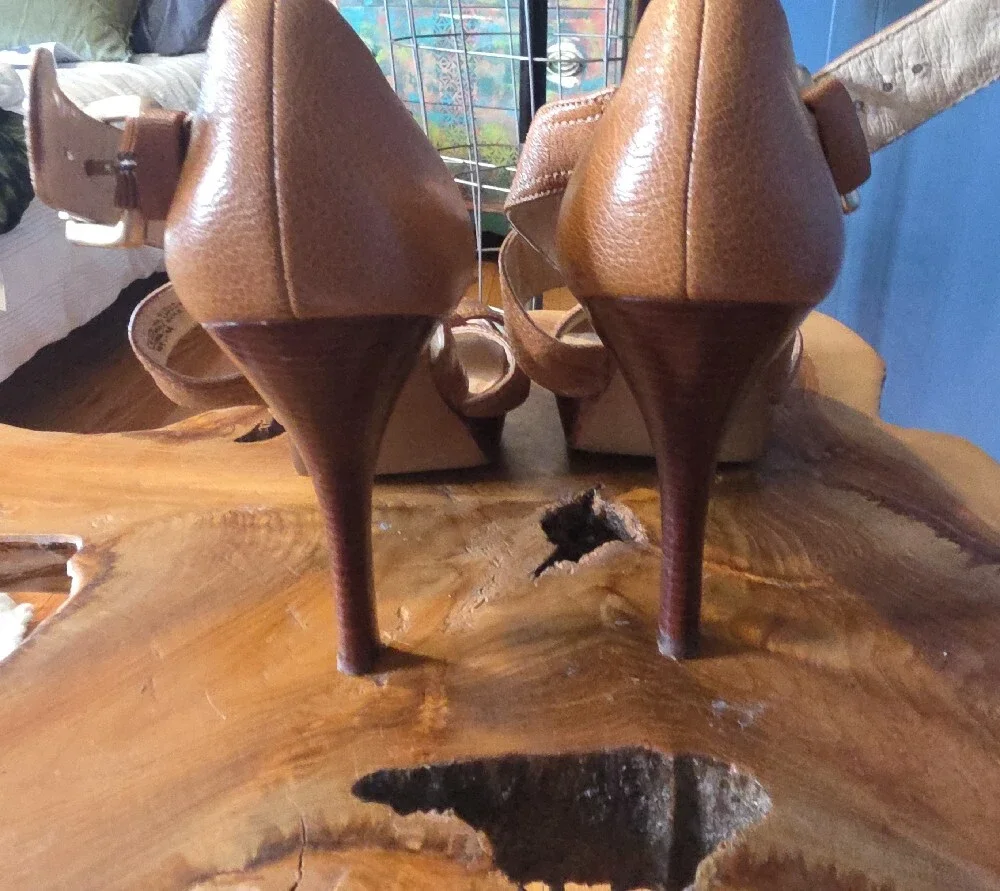 Michael Kors Brown Leather Strappy High Heel Sandals